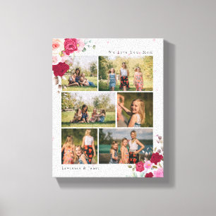 Enkel B&W Botanisk Blommigt Mamma 6 fotosamling Canvastryck