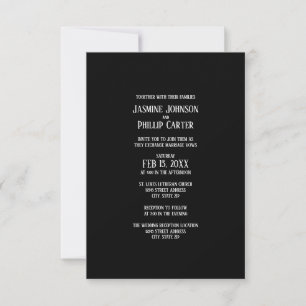 Enkel B&W-design - 3x5 Bröllop/Mottagning Inbjudan