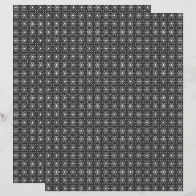 Enkel B&W Med. Kakel 2-sidig Scrapbook-papperssida (Fram/baksida)