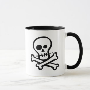 Enkel B&W-skalle & Crossbones Mugg