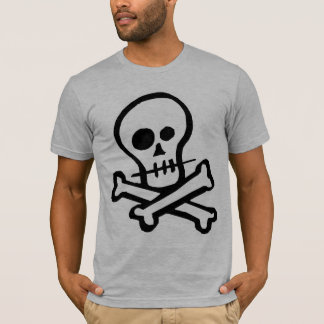 Enkel B&W-skalle & Crossbones T-shirt