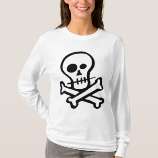 Enkel B&W-skalle & Crossbones T-shirt