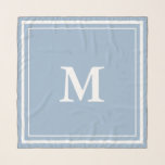 Enkel Baby blue med vit Monogram Scarf Sjal<br><div class="desc">En baby blue scarf har ett vitt monogram i mitten. Du kan ändra brev för att visa rätt inledande. Två vita fyrkanter utgör halsdukens gräns.</div>