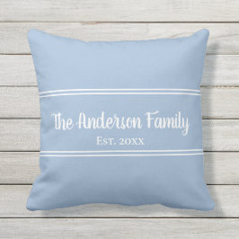 Enkel Baby blue och vit familj Namn Est. Kudde