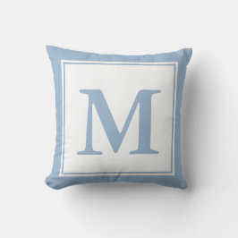 Enkel Baby blue och vit monogrammad Kudde