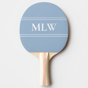 Enkel Baby blue och vit monogrammad Pingisracket