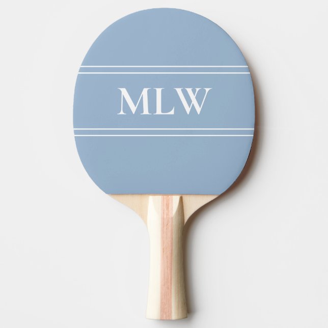 Enkel Baby blue och vit monogrammad Pingisracket (Framsidan)