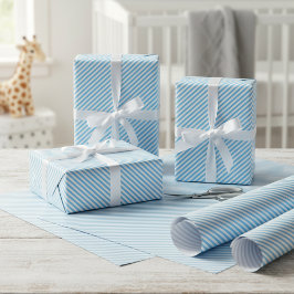 Enkel Baby Blue Vit Diagonalt Randig Konst Mönster Presentpapper