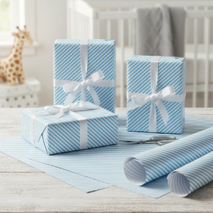 Enkel Baby Blue Vit Diagonalt Randig Konst Mönster Presentpapper