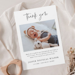 Enkel Baby Foto Födelse Statistik Tacksamhetskort Vykort