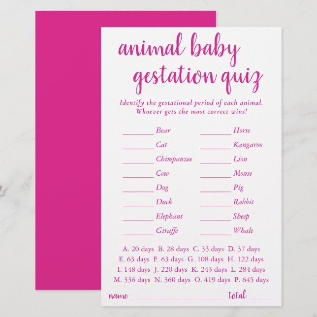 Enkel Baby från djuret | Shock rosa Gestational Ga (Fram/baksida)