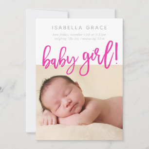 ENKEL BABY PHOTO, ett modernt skript för rosa av f Meddelande