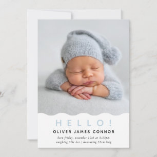 ENKEL BABY PHOTO modern hej wavey kant blue Meddelande