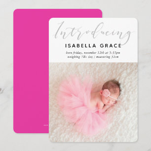 ENKEL BABY PHOTO modern introducerar rosa för flic Meddelande