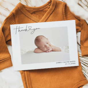Enkel Baby Photo Tack Script Heart Birth Meddelande