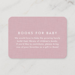 Enkel baby shower bokförfrågan i rosa linne tilläggskort