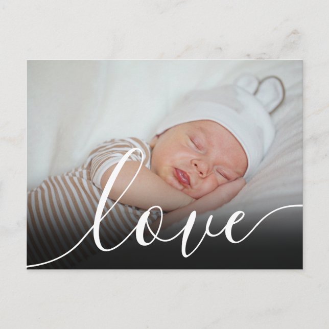 Enkel babyfoto manus Födelse kungörelse Vykort (Framsida)
