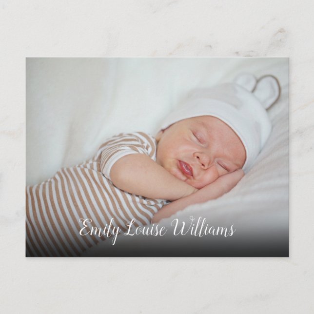 Enkel babyfoto-skriptmeddelande vykort (Framsida)