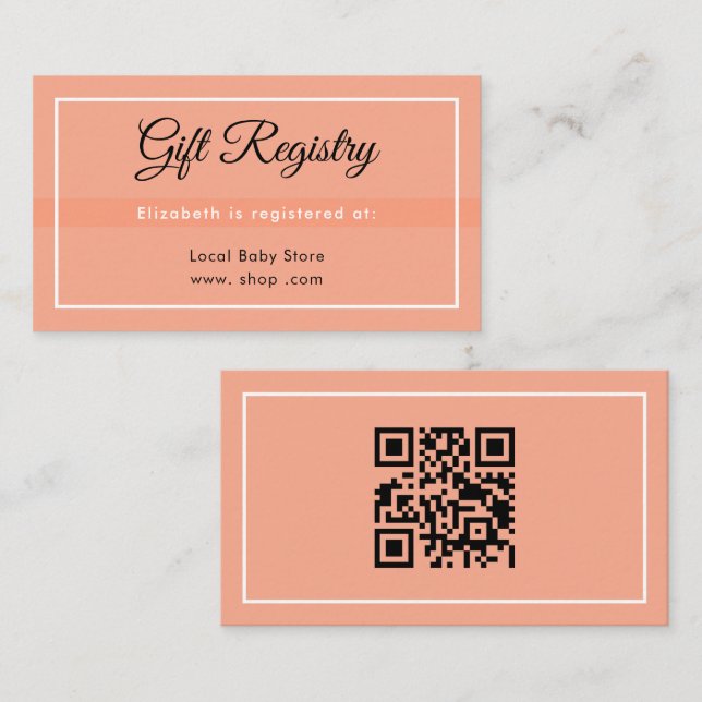 Enkel babyshower QR-registreringskort Tilläggskort (Fram/baksida)
