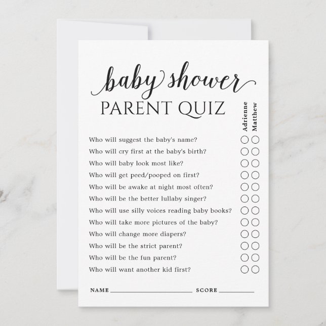 Enkel babystövel som överordnad Quiz Inbjudningar (Framsida)