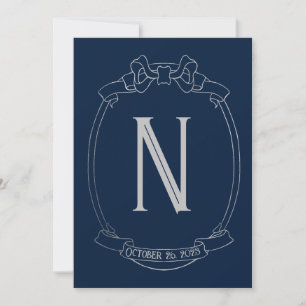 Enkel båge monogram rädda datumet inbjudningar
