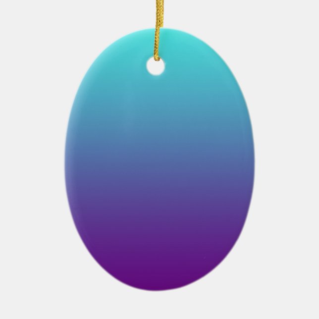Enkel bakgrundsgradient Turkos Blå Lila Julgransprydnad Keramik (Framsidan)