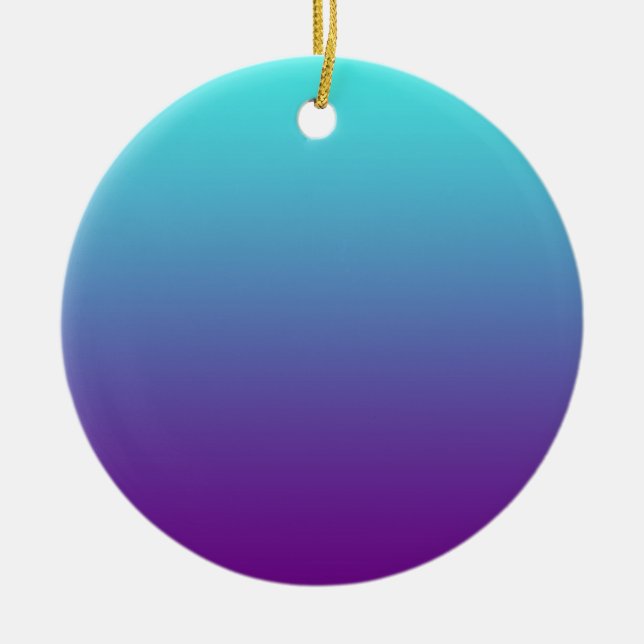 Enkel bakgrundsgradient Turkos Blå Lila Julgransprydnad Keramik (Framsidan)