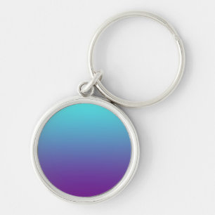 Enkel bakgrundsgradient Turkos Blå Lila Rund Silverfärgad Nyckelring