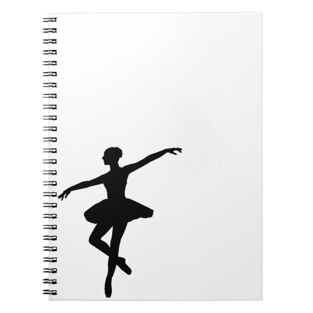 Enkel balett svart vit ballerina anteckningsbok (Framsidan)
