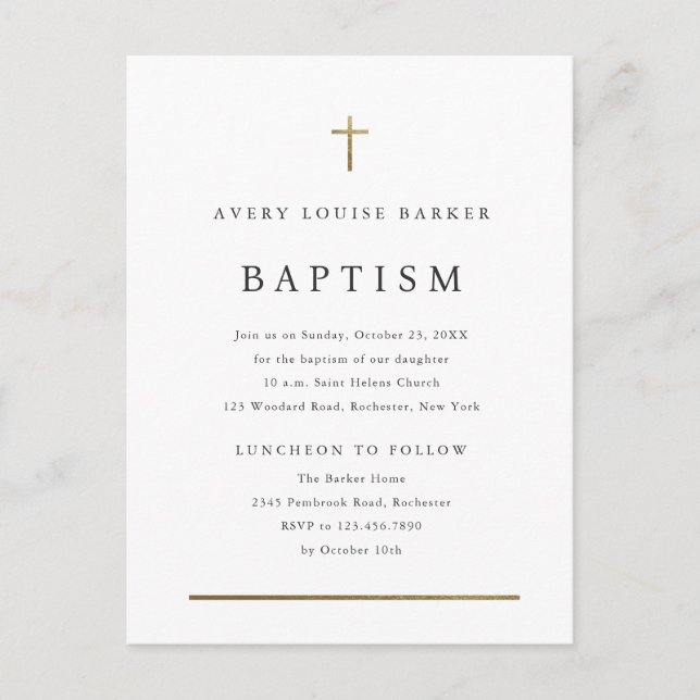 Enkel Baptism-inbjudan med minimal Religiösa Vykort (Framsida)