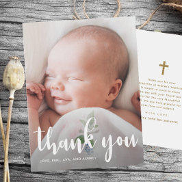 Enkel baptism Tack med Kor-fotovykort Vykort