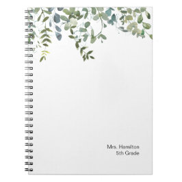 Enkel bärbar Eucalyptus Greenery Teacher Gift-dato Anteckningsbok