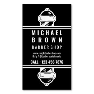 Enkel Barberstång Minimalistisk Svart Vit Magnetiska Visitkort