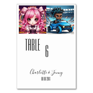 Enkel barndom/tonåring fotobrud & groom bordsnummer