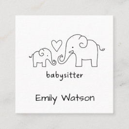 Enkel barnvakt vid Mamma Elephant Heart Baby Fyrkantigt Visitkort