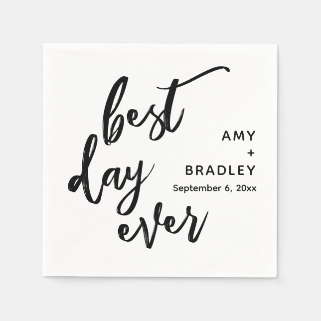 Enkel Bästa Dag Någonsin Handskrift Typography Pappersservett (Framsidan)