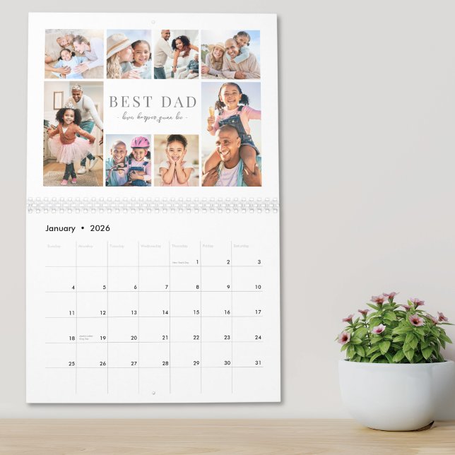 Enkel Bästa Pappa Foto Collage Kalender (Simple Best Dad Photo Collage Calendar)