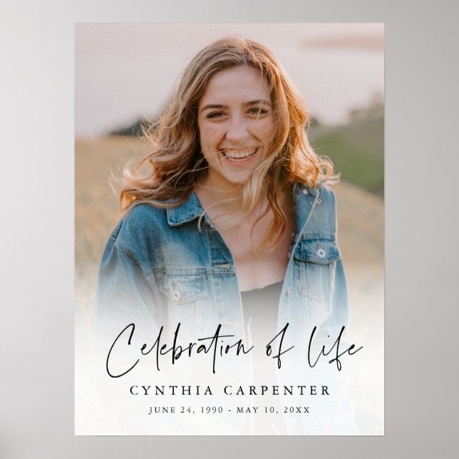 Enkel begravnings minnesfoto firande av livet poster (Framsidan)