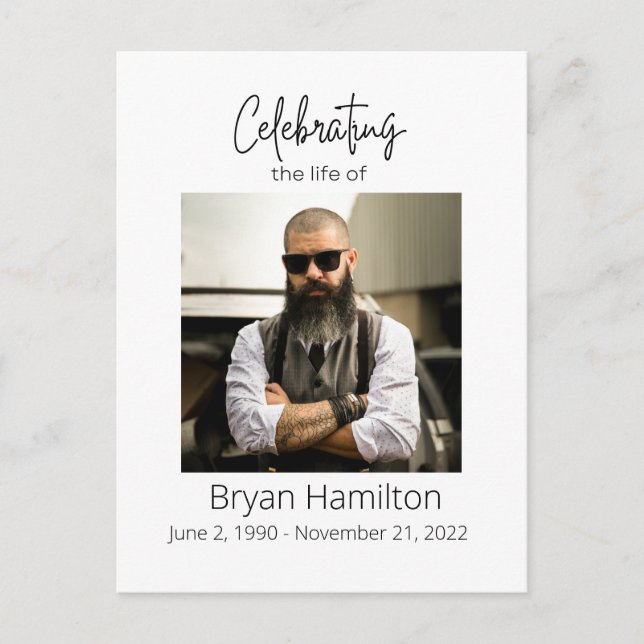 Enkel begravnings-sympati-foto-minnesgudstjänst  vykort (Framsida)