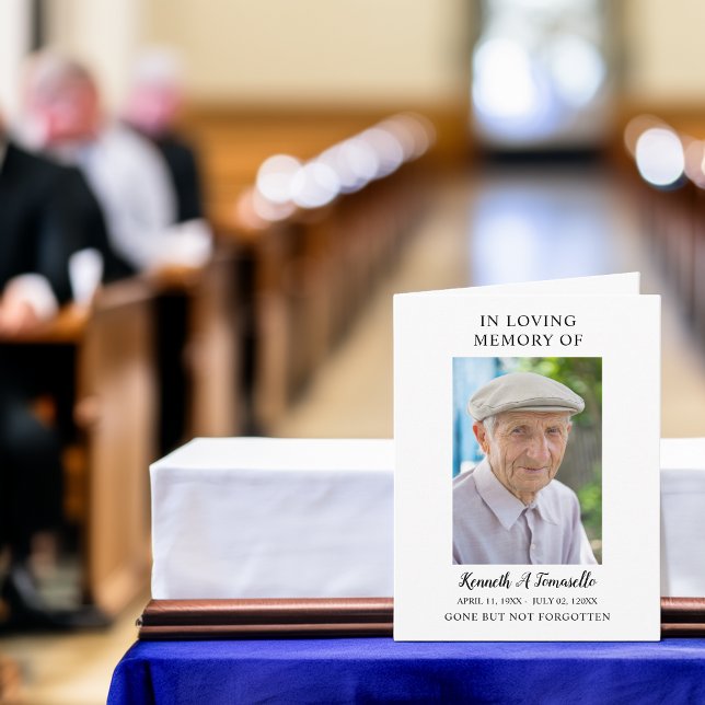 Enkel begravningsminnesmärke Foto Vikt bönkort Kort (Simple Funeral Memorial Photo Folded Prayer Card)