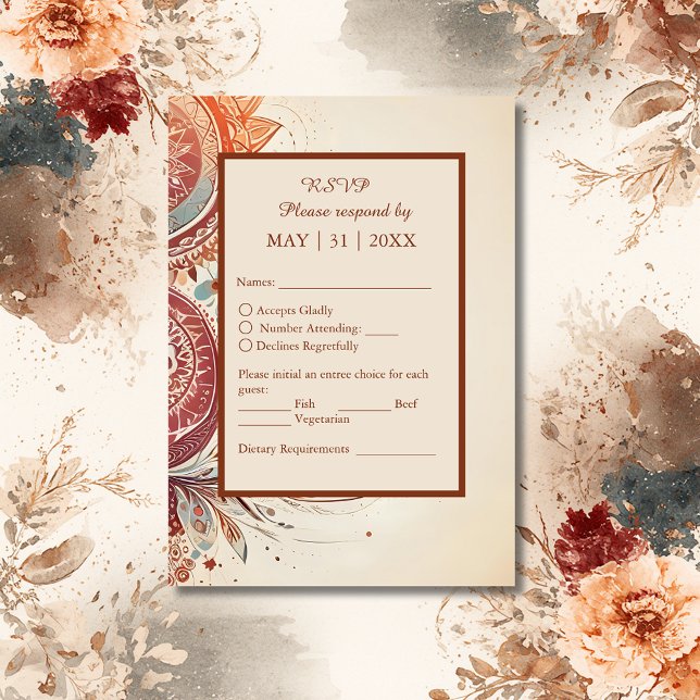 enkel beige boho chic bröllop OSA kort (Skapare uppladdad)