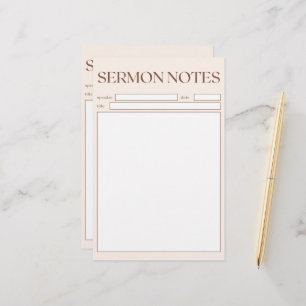 Enkel Beige Christian Sermon Notes för kyrkan Brevpapper