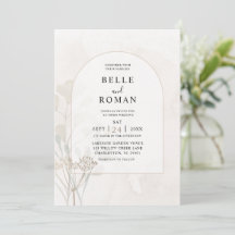 Enkel Beige & Guld Watercolor Bladbröllop
