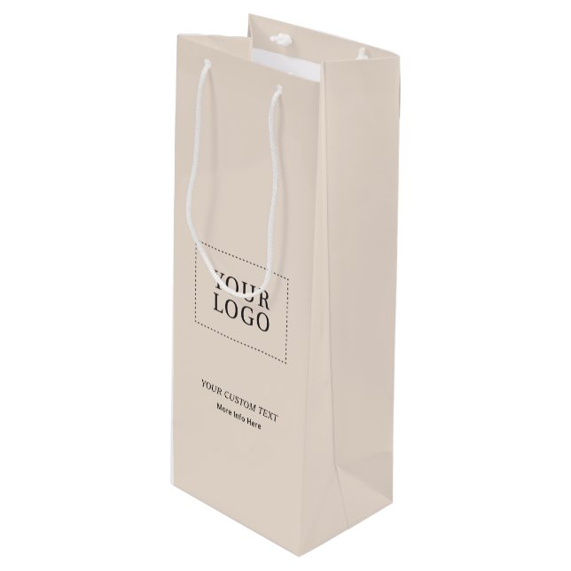 Enkel Beige Minimalis Affärslogotyp Vin Papperspås (Framsidan Vinklad)