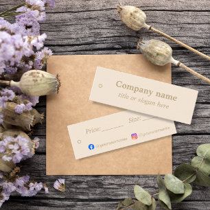 Enkel beige minimalistisk Prislapp Mini Visitkort