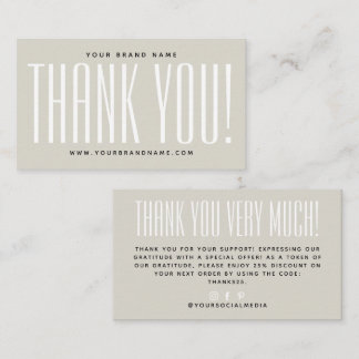 Enkel beige minimalistisk tack visitkort