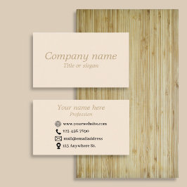 Enkel beige minimalistisk visitkort