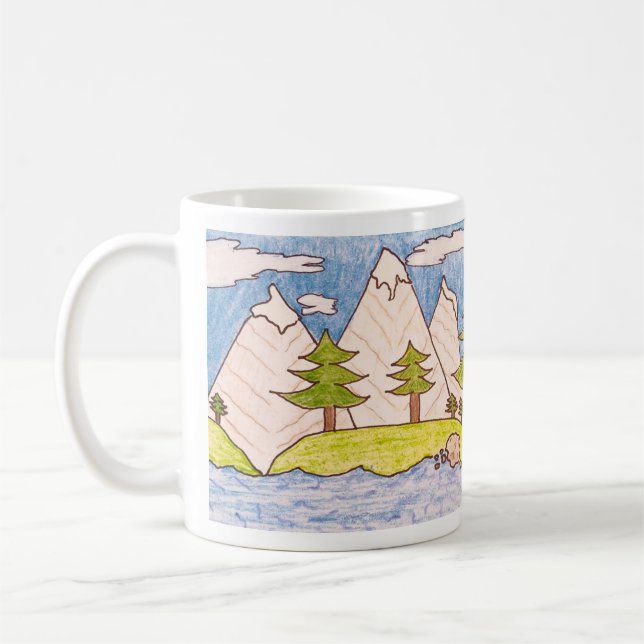 Enkel bergscen kaffemugg (Vänster)