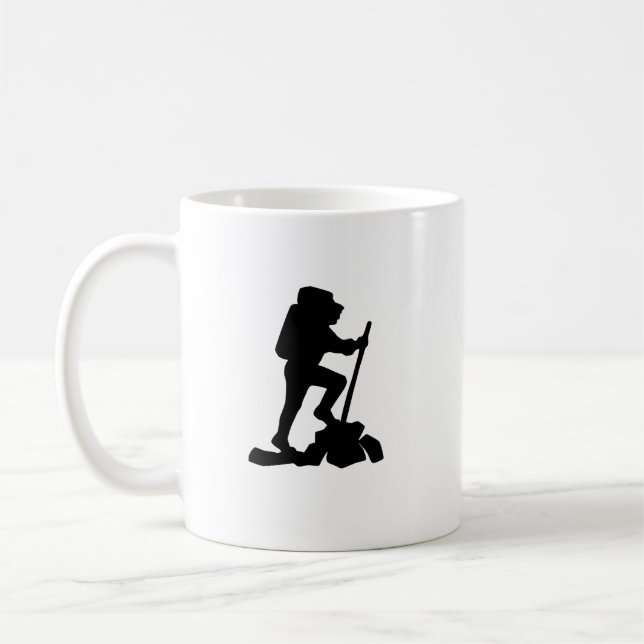 Enkel bergsvandrare svart silhuett kaffemugg (Vänster)