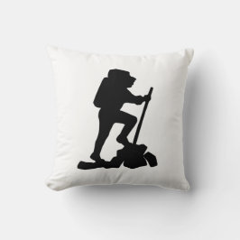 Enkel bergsvandrare svart silhuett kudde